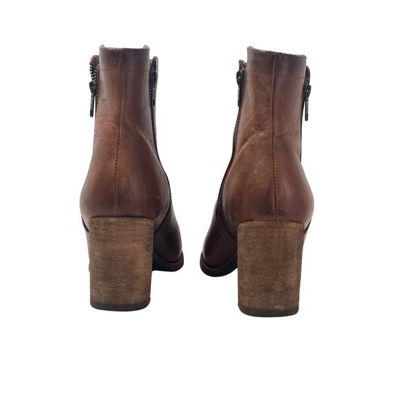 Frye Addie Double Zip Boot Womens 9.5 B Cognac Leather Mid Heel Moto Bootie - Picture 5 of 10